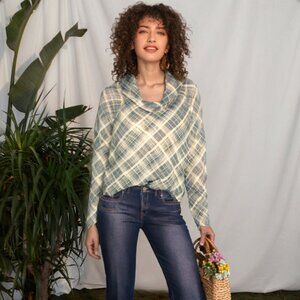 Beautiful Zara XL Cowl-Neck Plaid Shirt – Made in Morocco